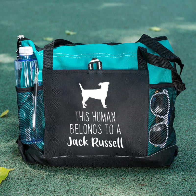 Personalised With Dog Silhouette & Breed Name This Human Belongs To ANY DOG Tote Bag