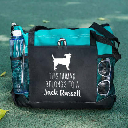 Personalised With Dog Silhouette & Breed Name This Human Belongs To ANY DOG Tote Bag