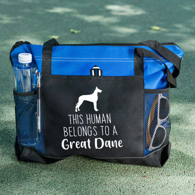 Personalised With Dog Silhouette & Breed Name This Human Belongs To ANY DOG Tote Bag