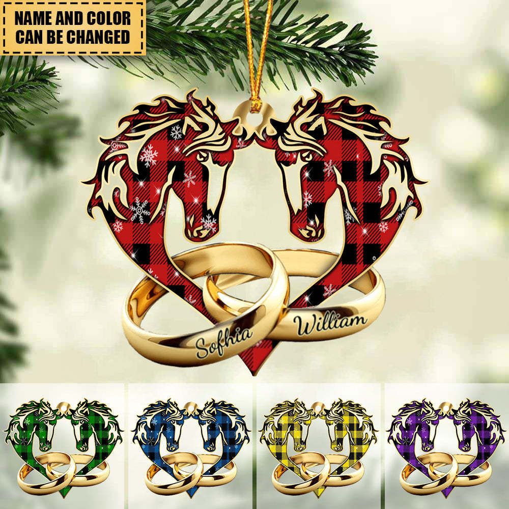 Personalized Horse Couple Wedding Rings Acrylic Ornament