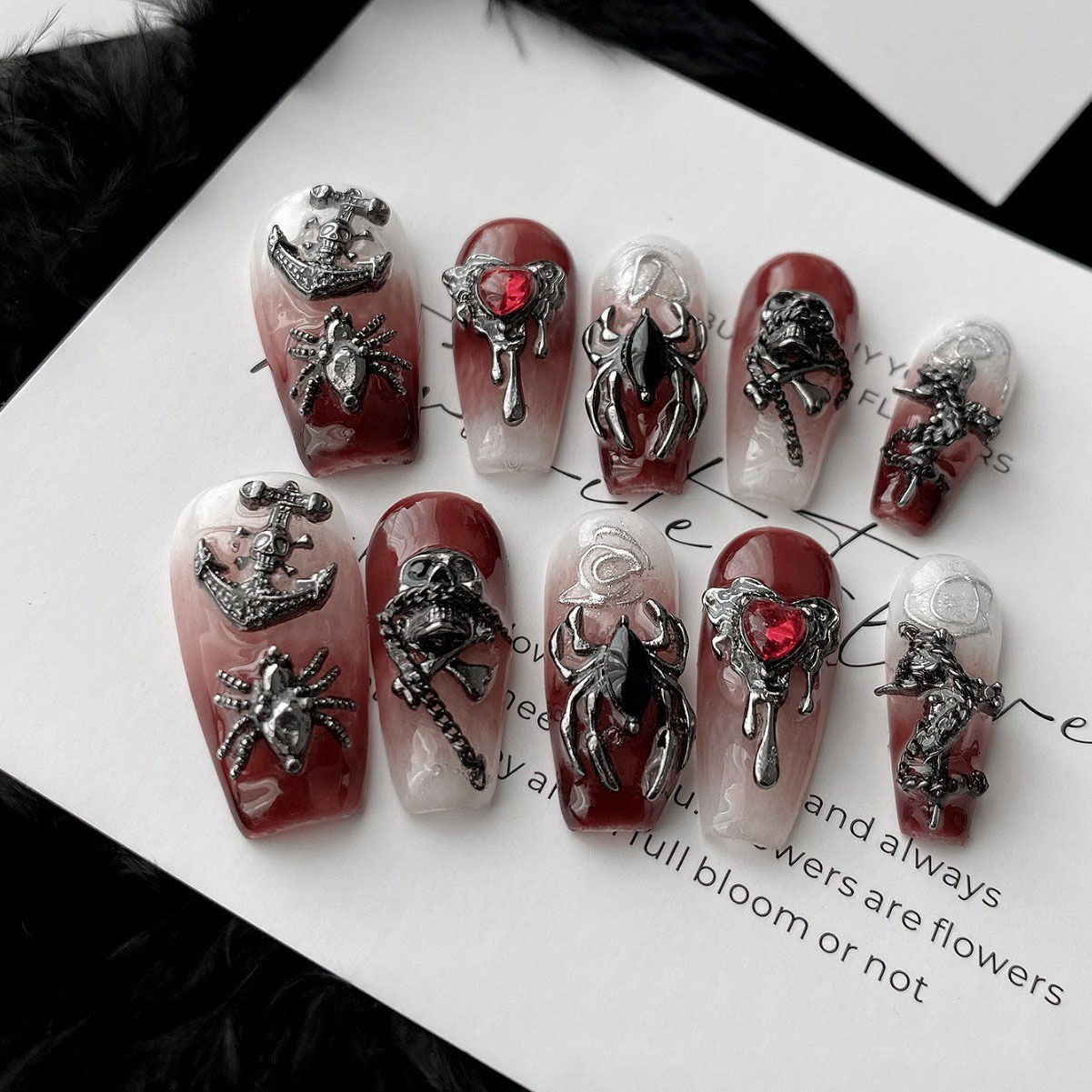 Handmade Halloween Press-On Nail Tips-SJ0362
