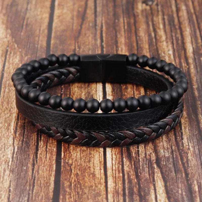 Men's Black Onyx Stone Strength Calming Healing Bracelet