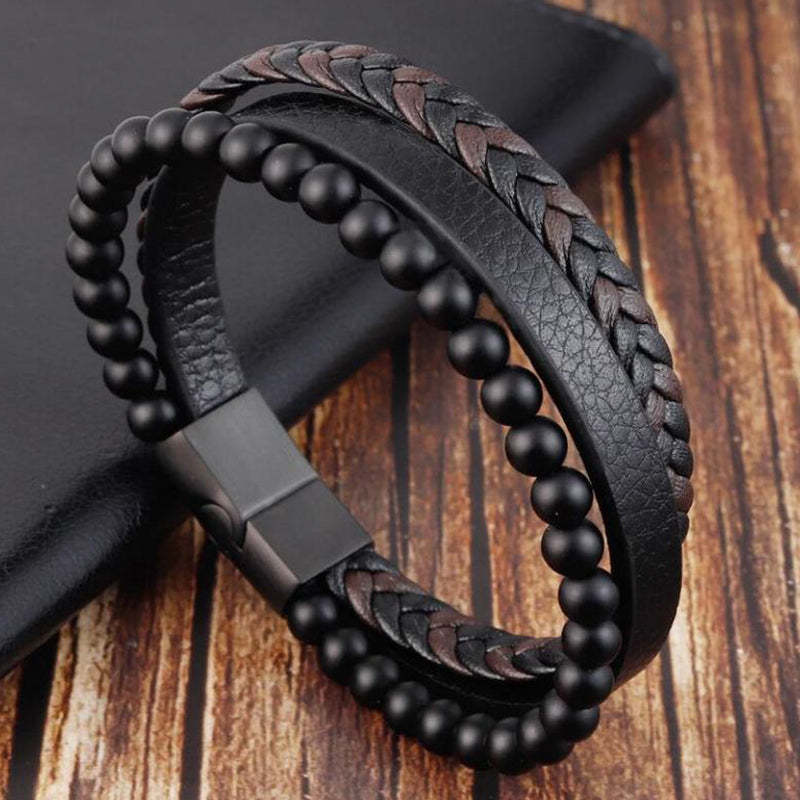 Men's Black Onyx Stone Strength Calming Healing Bracelet