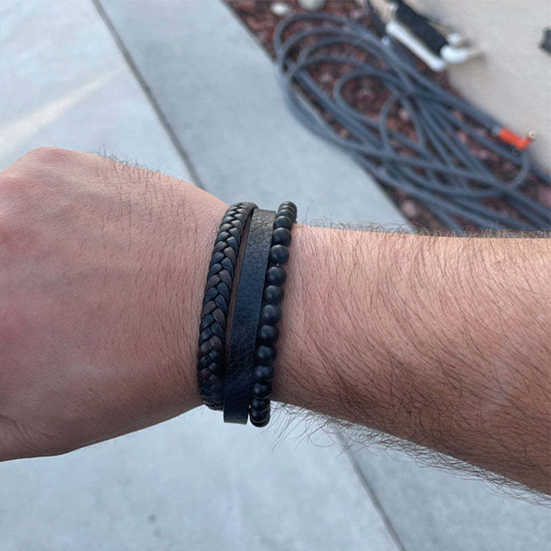 Men's Black Onyx Stone Strength Calming Healing Bracelet