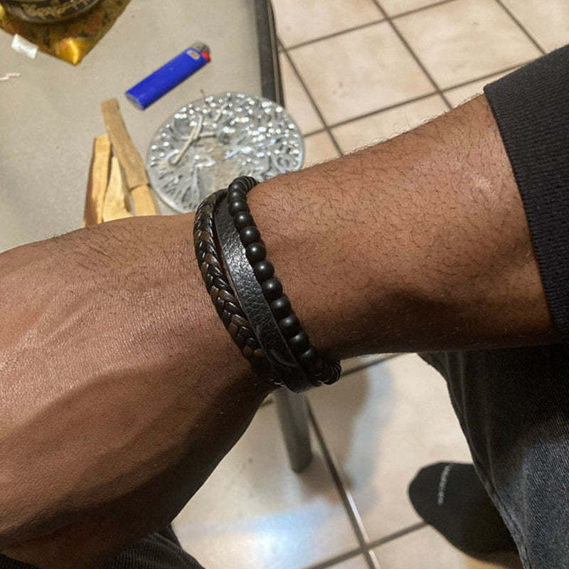 Men's Black Onyx Stone Strength Calming Healing Bracelet