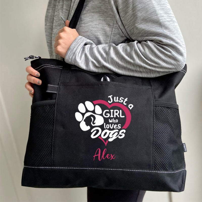 Just a Girl Who Loves Dogs Tote Bag, Personalized Tote Bag