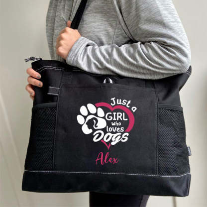 Just a Girl Who Loves Dogs Tote Bag, Personalized Tote Bag