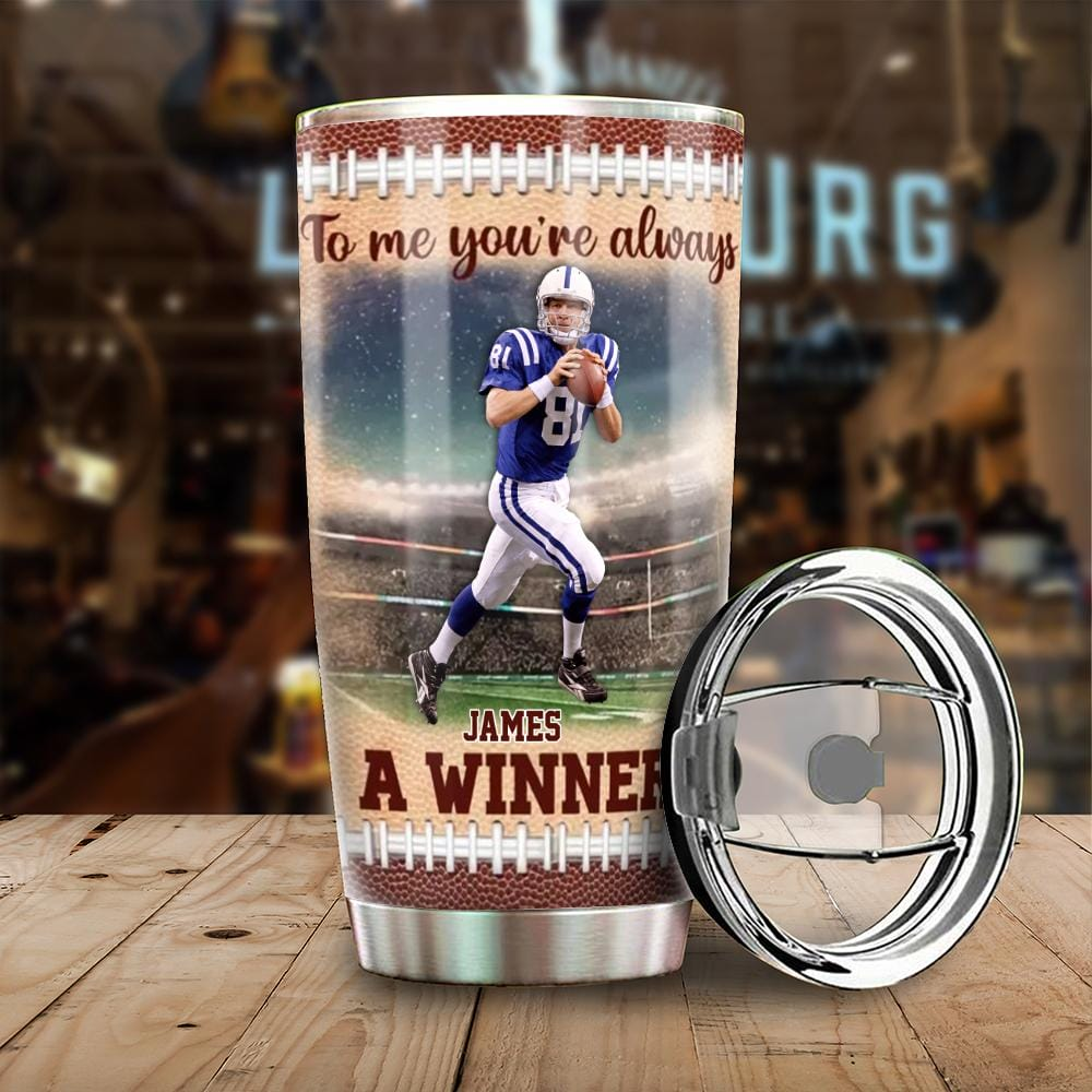 Gift Idea For Couples Personalized American Football Tumbler For Sports Lovers
