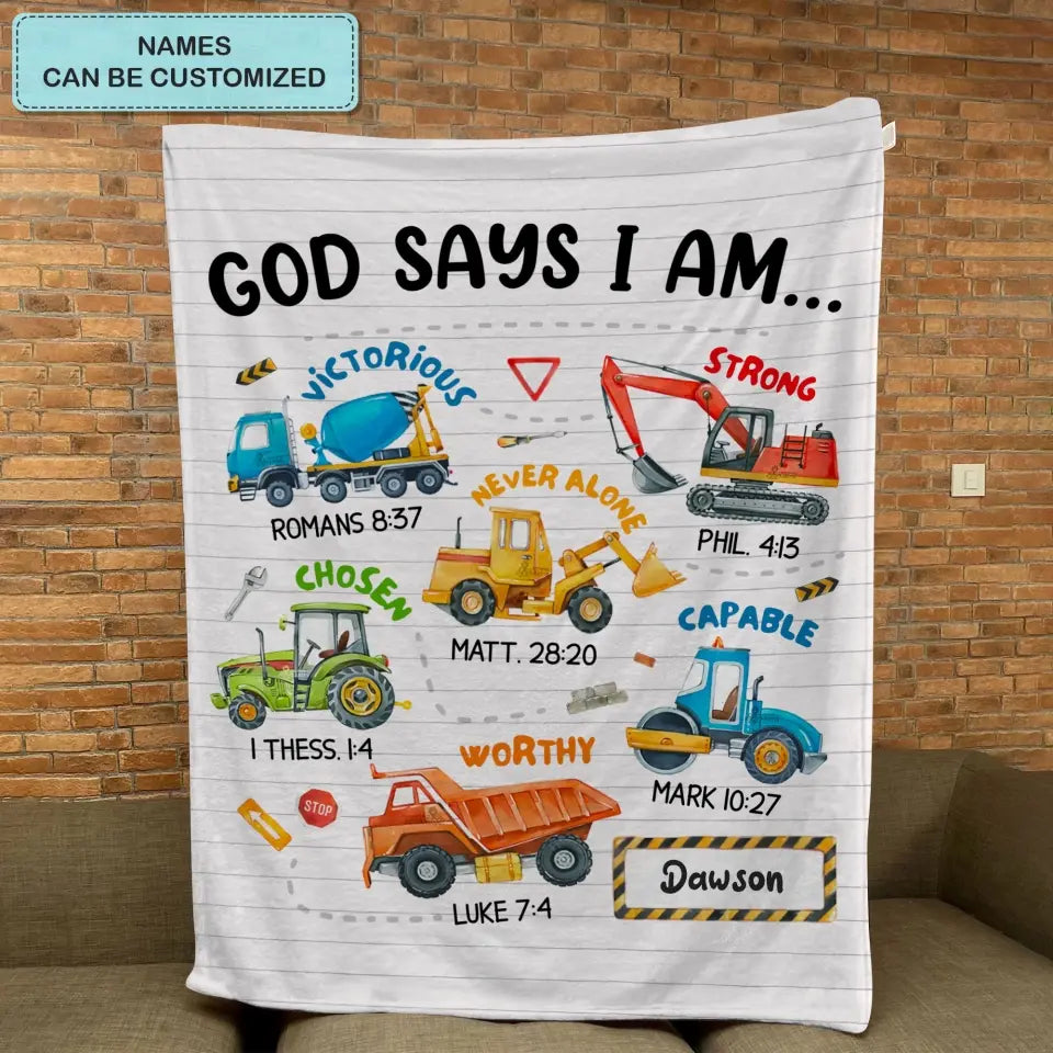 God Says I Am - Personalized Custom Blanket - Christmas Gift For Kids