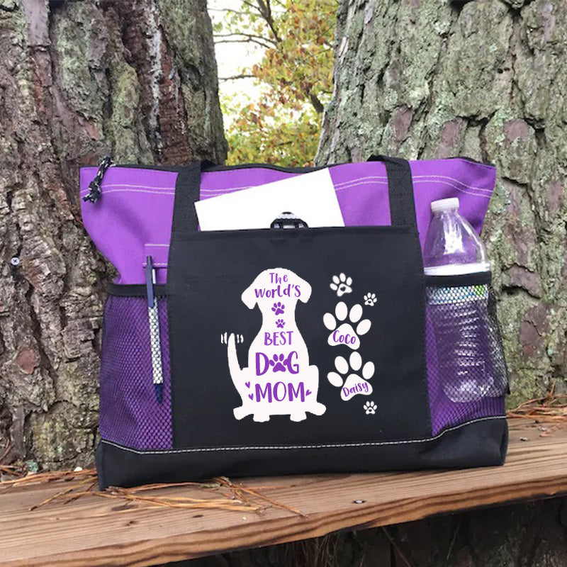The World's Best Dog Mom Tote Bag, Personalized Dog Tote Bag