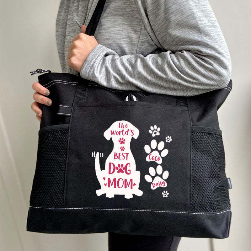 The World's Best Dog Mom Tote Bag, Personalized Dog Tote Bag