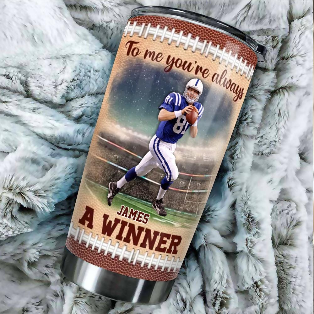 Gift Idea For Couples Personalized American Football Tumbler For Sports Lovers