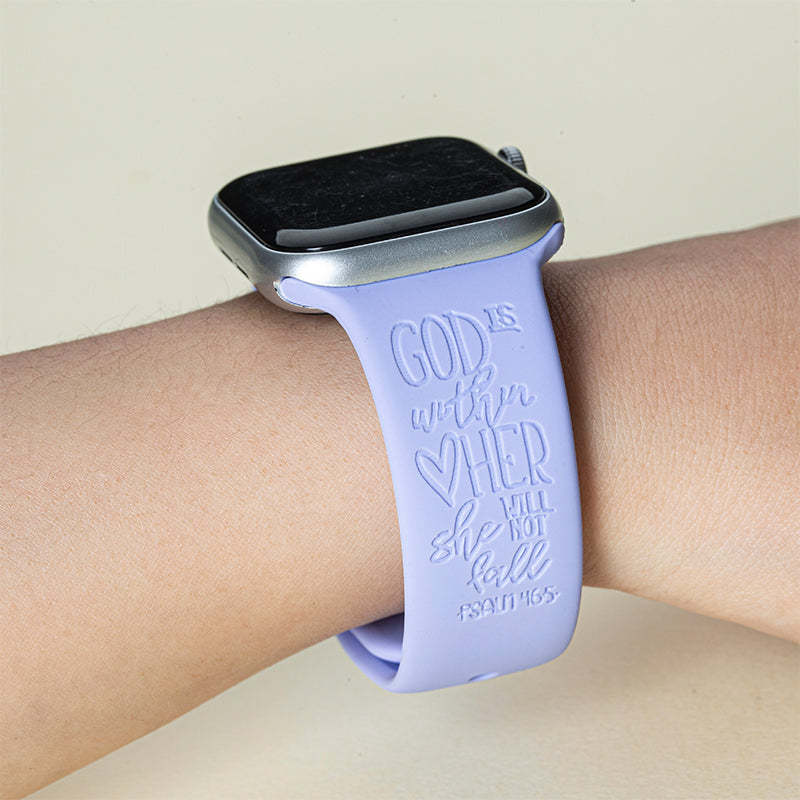 God is within her she will not fall / MOM engraved silicone watch band  for Apple and Samsung