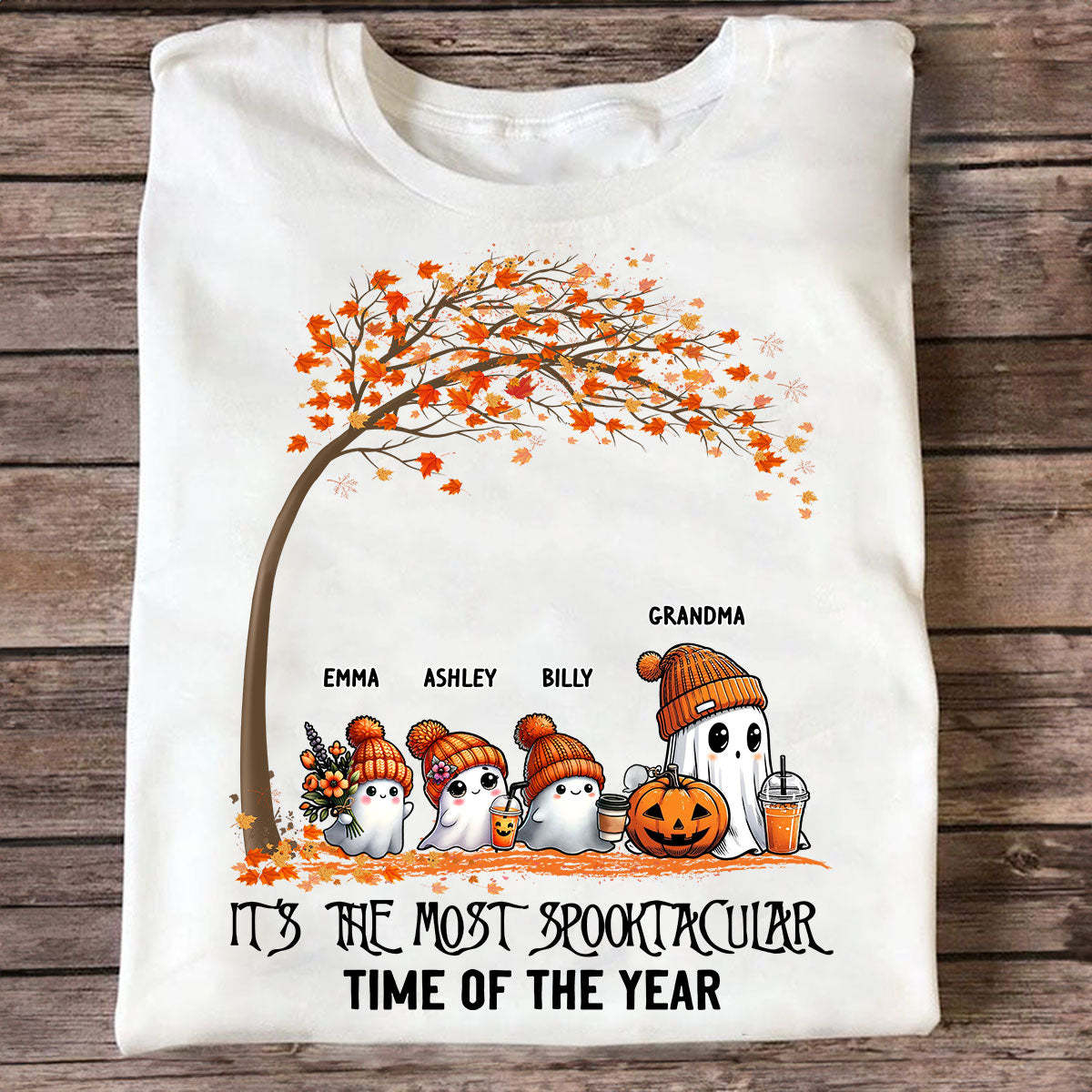 It's The Most Spooktacular Time Of The Year Grandma Spooky Ghost Personalized Shirt, Fall Halloween Sweater