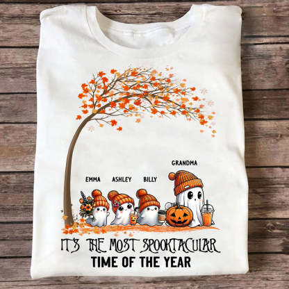It's The Most Spooktacular Time Of The Year Grandma Spooky Ghost Personalized Shirt, Fall Halloween Sweater