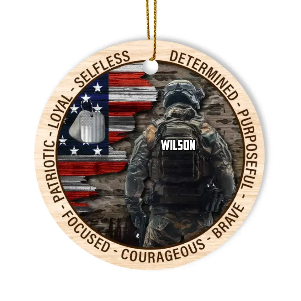 American Soldier - Personalized Ceramic Ornament, Military Ornament, Gift for Dad, Son, Husband