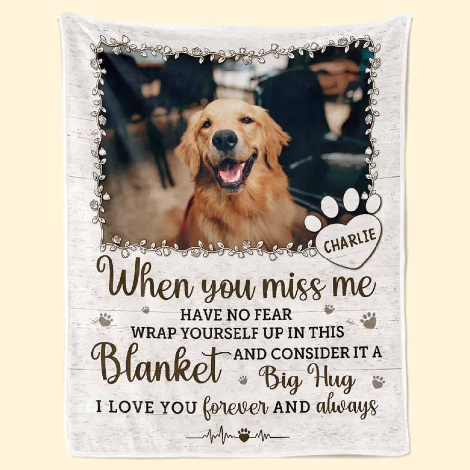 Custom Photo A Big Hug From Me - Memorial Personalized Custom Blanket