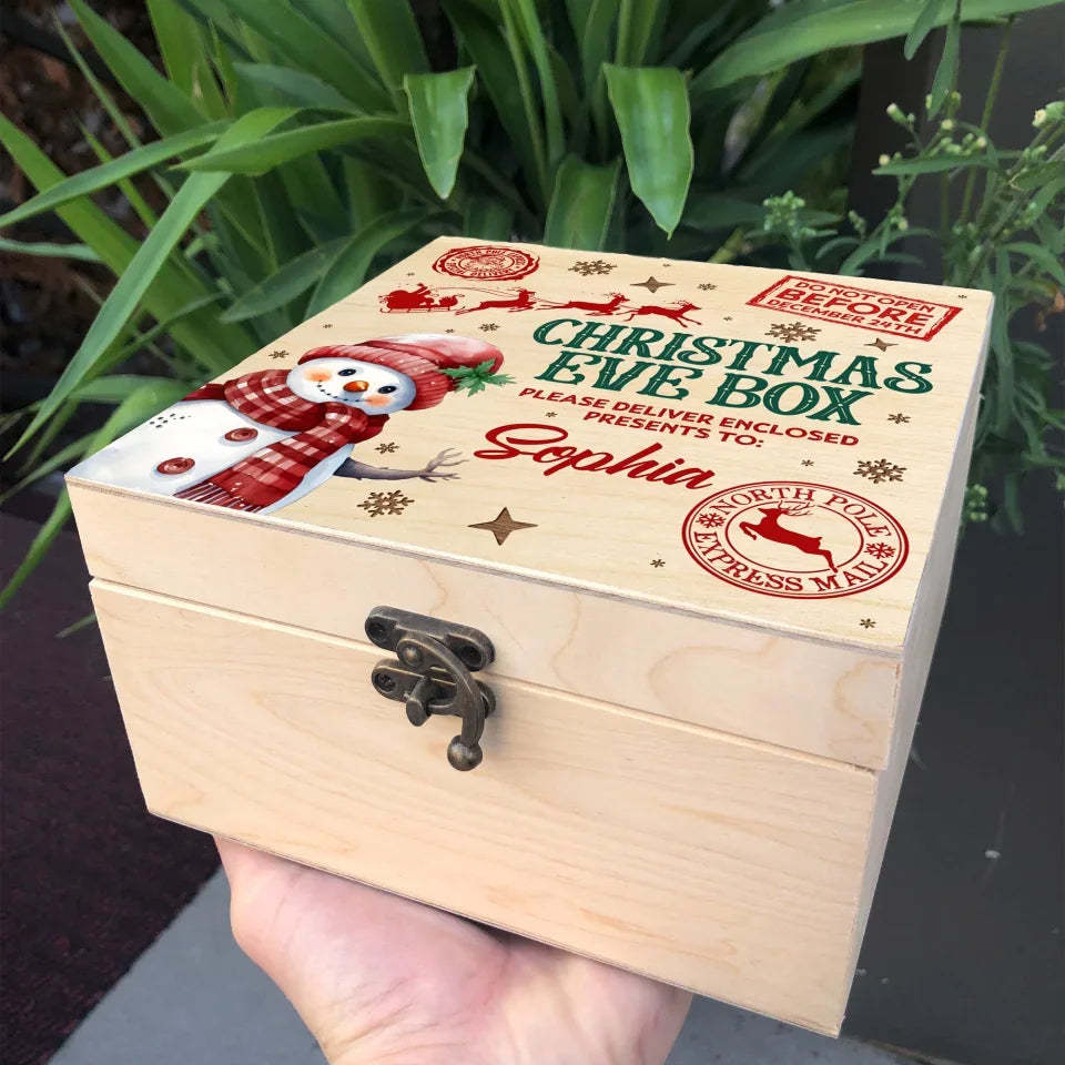 Reindeer Wooden Christmas Eve Box -  Custom Kids Name Christmas For Kids