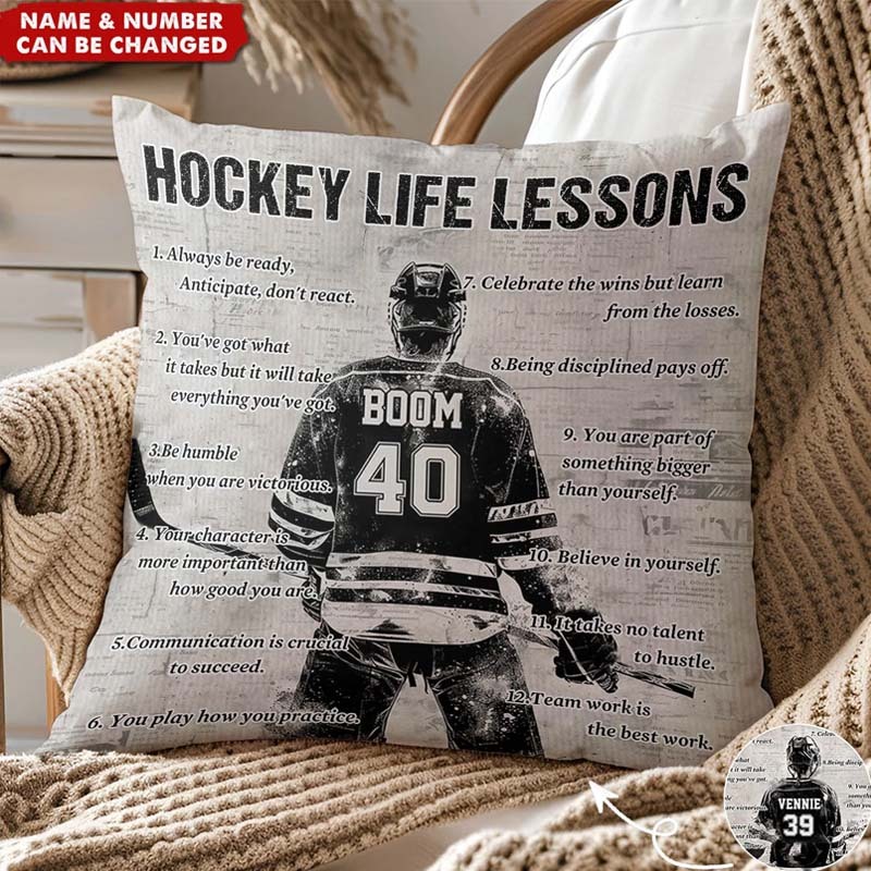 Personalized Hockey Life Lessons Pillow-Gift For Hockey Lovers