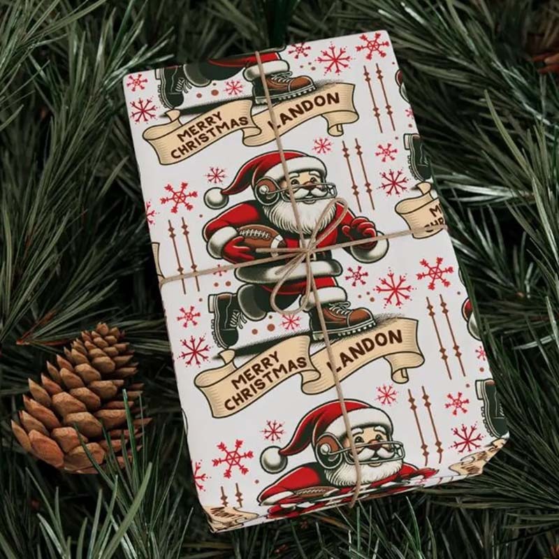 Personalized Football Fan Christmas Wrapping Paper For Football Lover