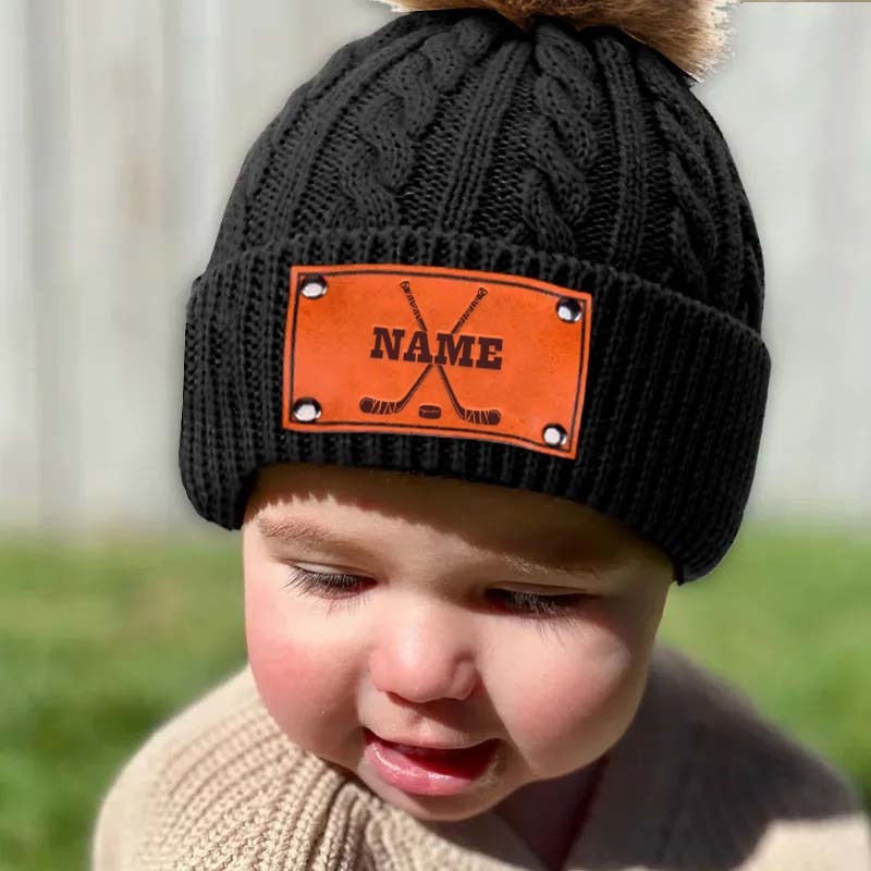 Personalized Hockey Name Beanie for Toddlers to Adults - Custom Winter Hat for Hockey Fans