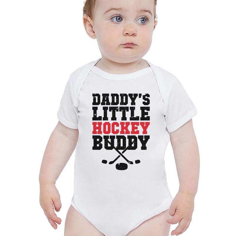 Custom Hockey Baby Bodysuit - "Daddy's Little Hockey Buddy" Personalized Baby Outfit