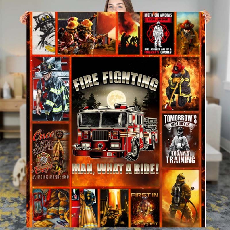 Personalization Firefighter Fleece Blanket Gift For Her