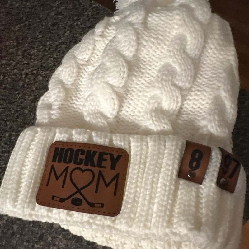 Custom beanie with pom - Hockey Mom hat