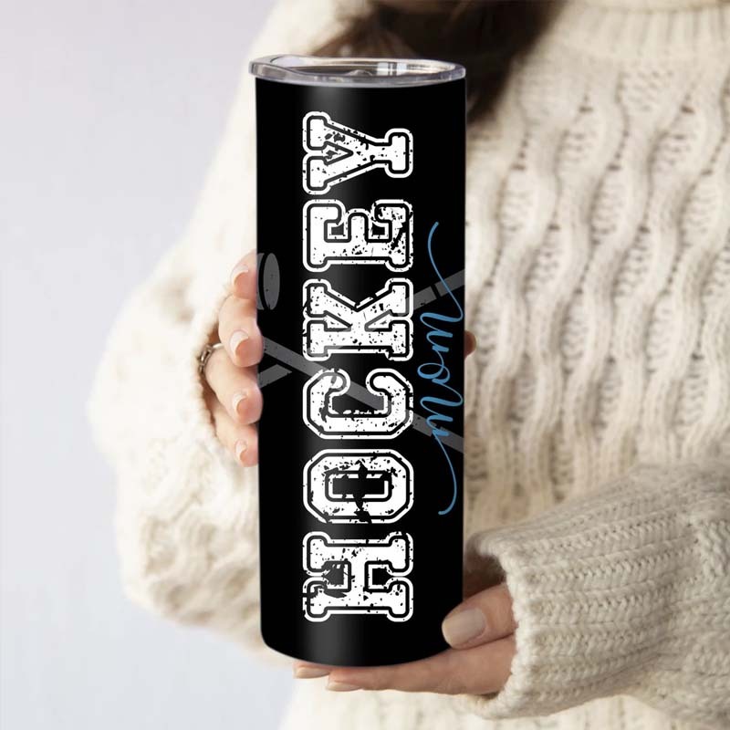 Personalized Hockey Mom Tumbler With Player Name and Number