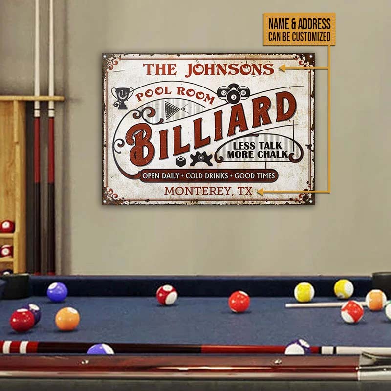 Personalized Billiards Pool Room Cold Drinks Good Times Custom Classic Metal Signs
