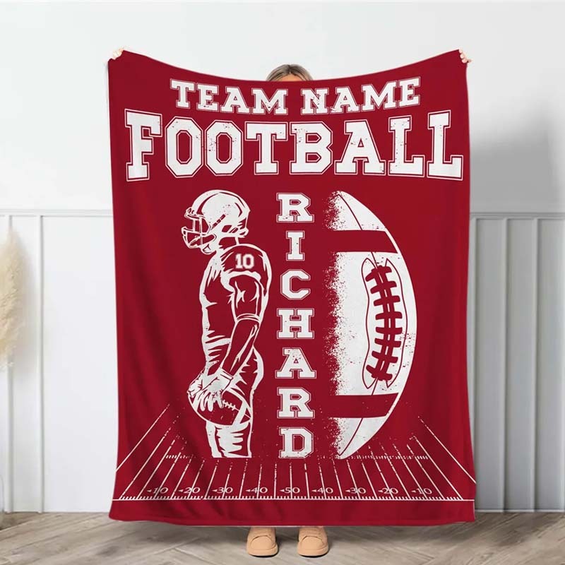 Custom Football Blanket with Name and Number Custom Name Blanket