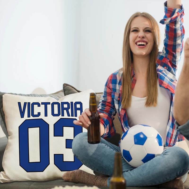 Personalized Sports Throw Pillow Cover Decor w/Number & Name - Baseball Basketball Football Soccer Pillows Case