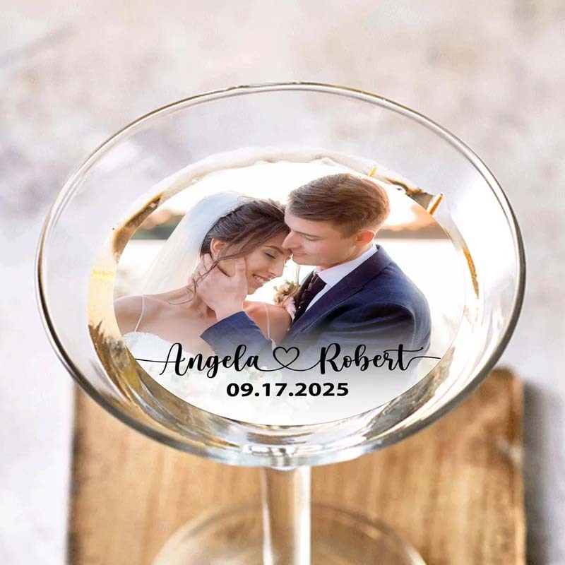 EDIBLE Photo Wedding Cocktail Toppers Custom Wedding Reception Drink Toppers