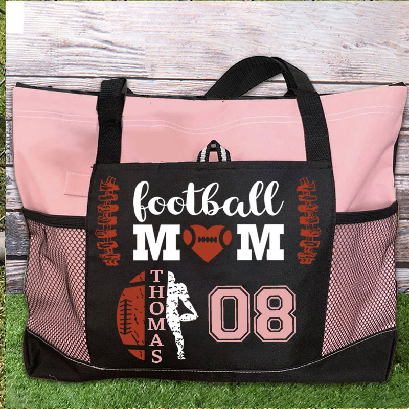 Custom Football Mom High-capacity Tote Bag with Name & Number