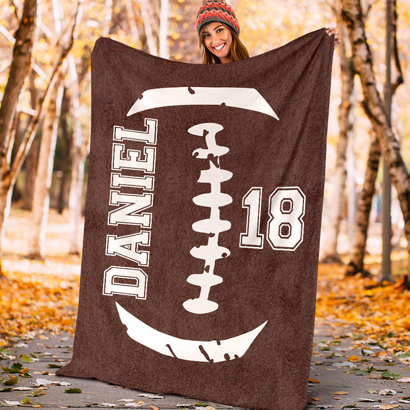 Customized Football Blanket with Your Name and Number