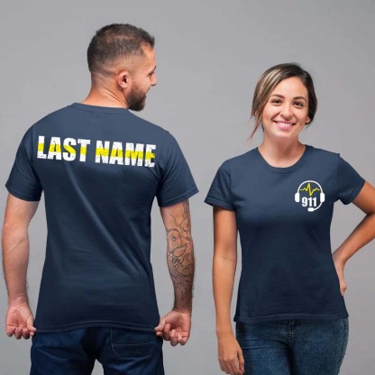 Personalized 911 Dispatcher Shirt - Thin Gold Line Shirt - 911 Dispatcher Gift