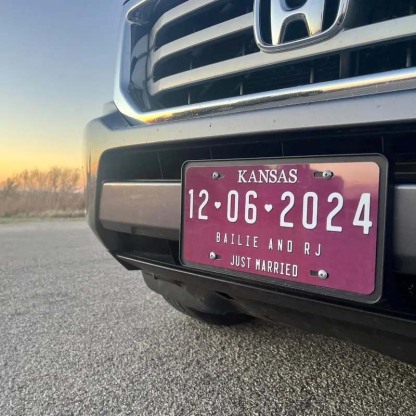 Custom Wedding Car License Plate - Wedding Date Sign- Romantic Plate