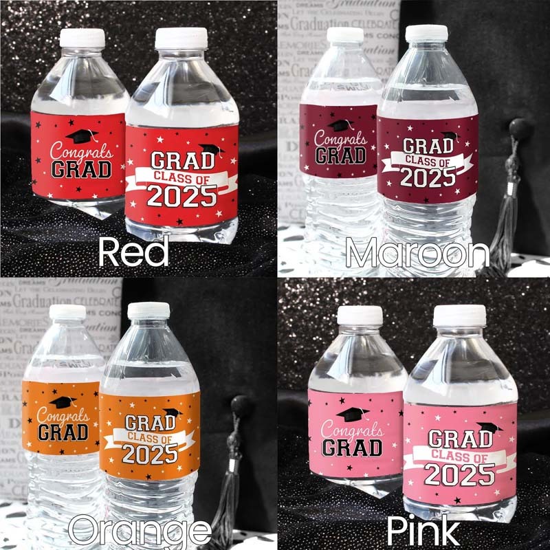 2025 Graduation Water Bottle Labels | Class of 2025 Graduation Party Favors | Grad Party Decorations