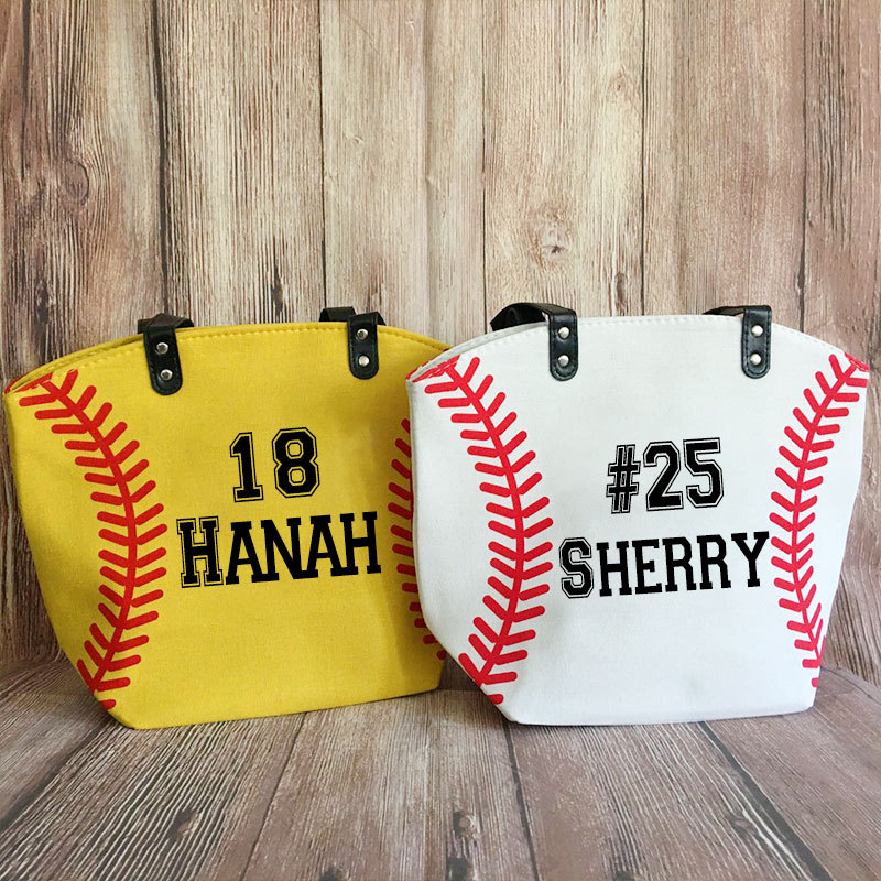 Personalized Oversize Canvas Baseball Tote Bag