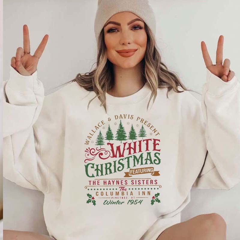 White Christmas Sweatshirt Columbia Inn Pine Tree Vermont Christmas Sweatshirt