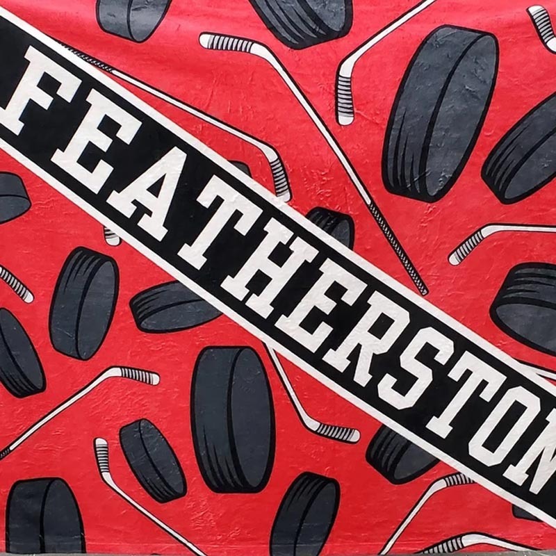 Hockey Pucks Sticks Custom Name Blanket Personalized Multiple Sizes & Styles