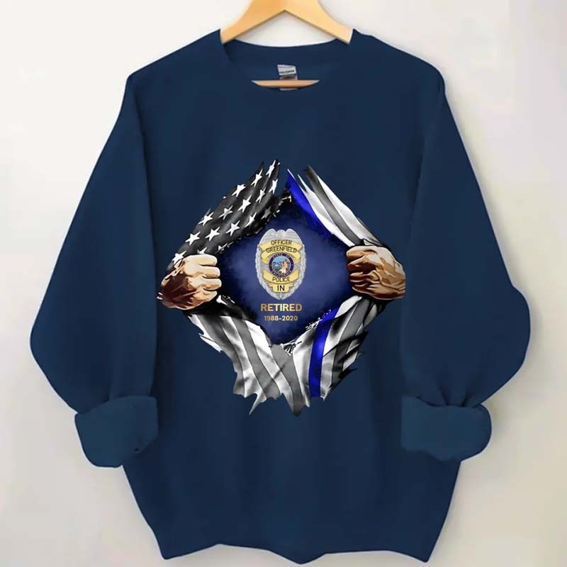 Personalized Retired US Police Badge & Service Time T-shirt