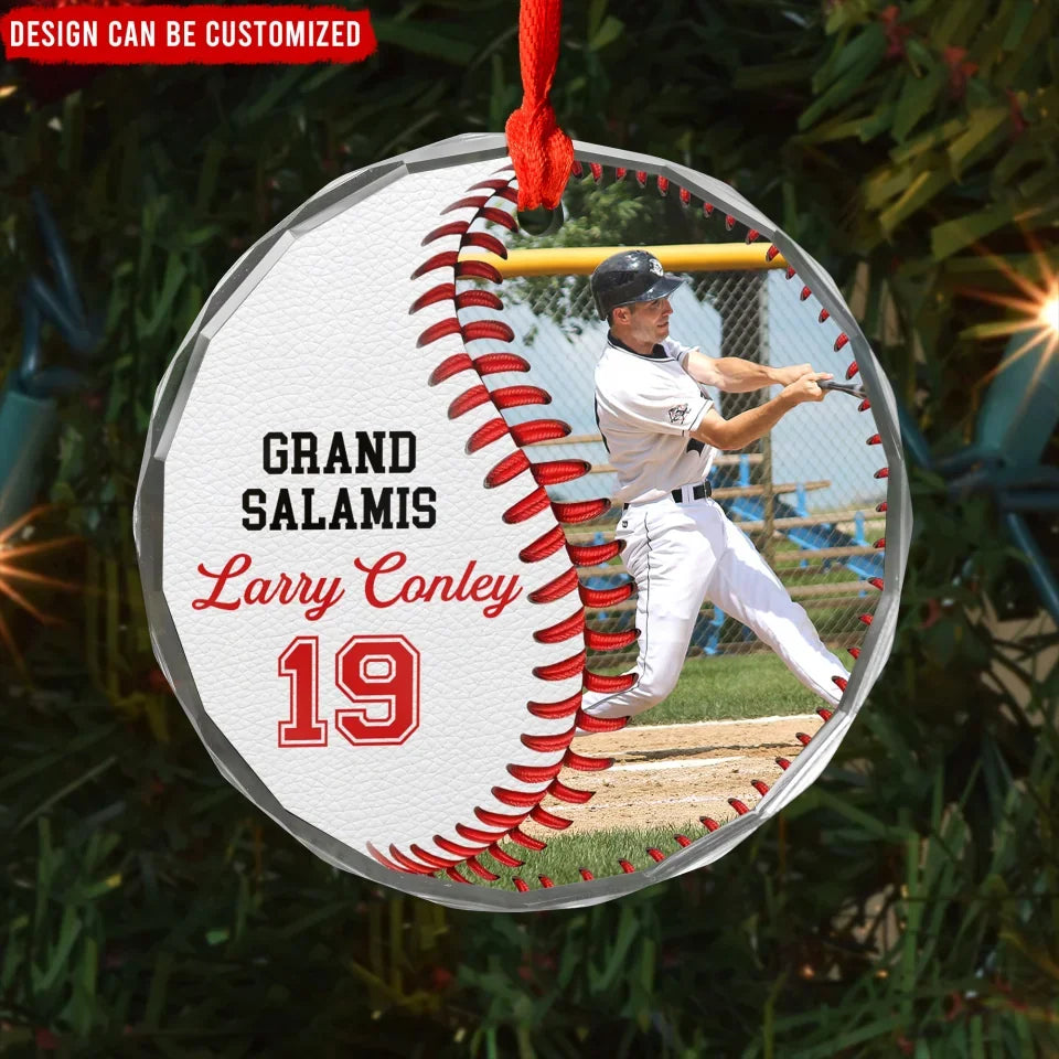 Baseball Softball Player - Personalized Glass Ornament, Sports Fans Gift