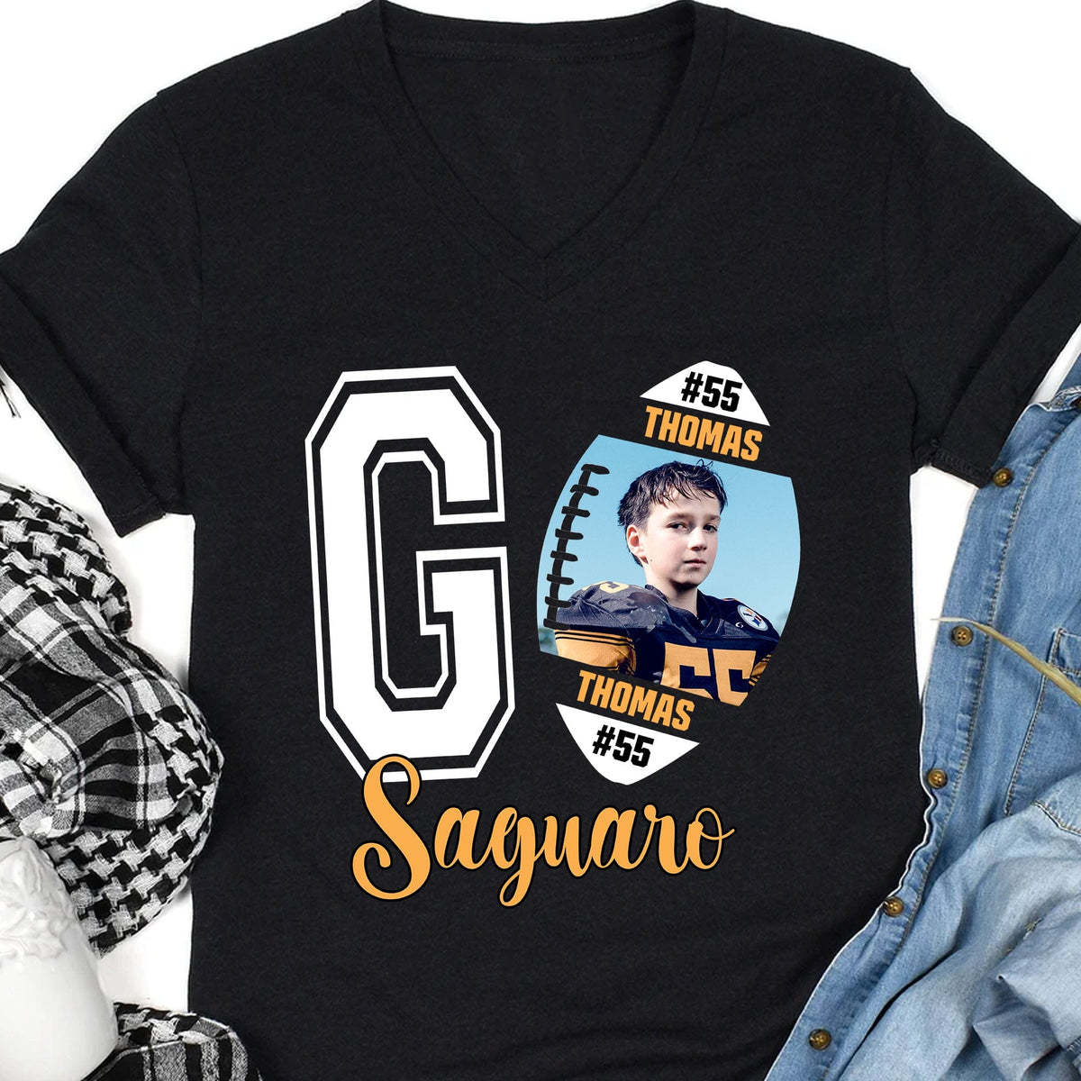 Go Custom Shirt, Go Team Shirt, Football Team Fan Shirt, Personalized Custom Photo Football Shirt 