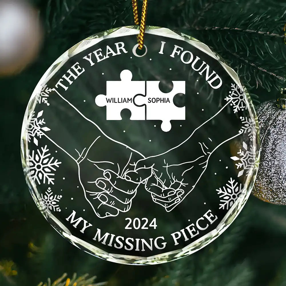 The Year I Found My Missing Piece Couples - Personalized Circle Glass Ornament