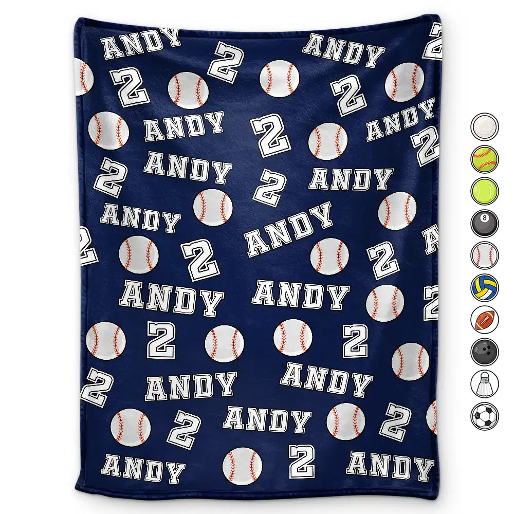 Colorful Sports Pattern Baseball Volleyball Basketball - Personalized Fleece Blanket, Sherpa Blanket