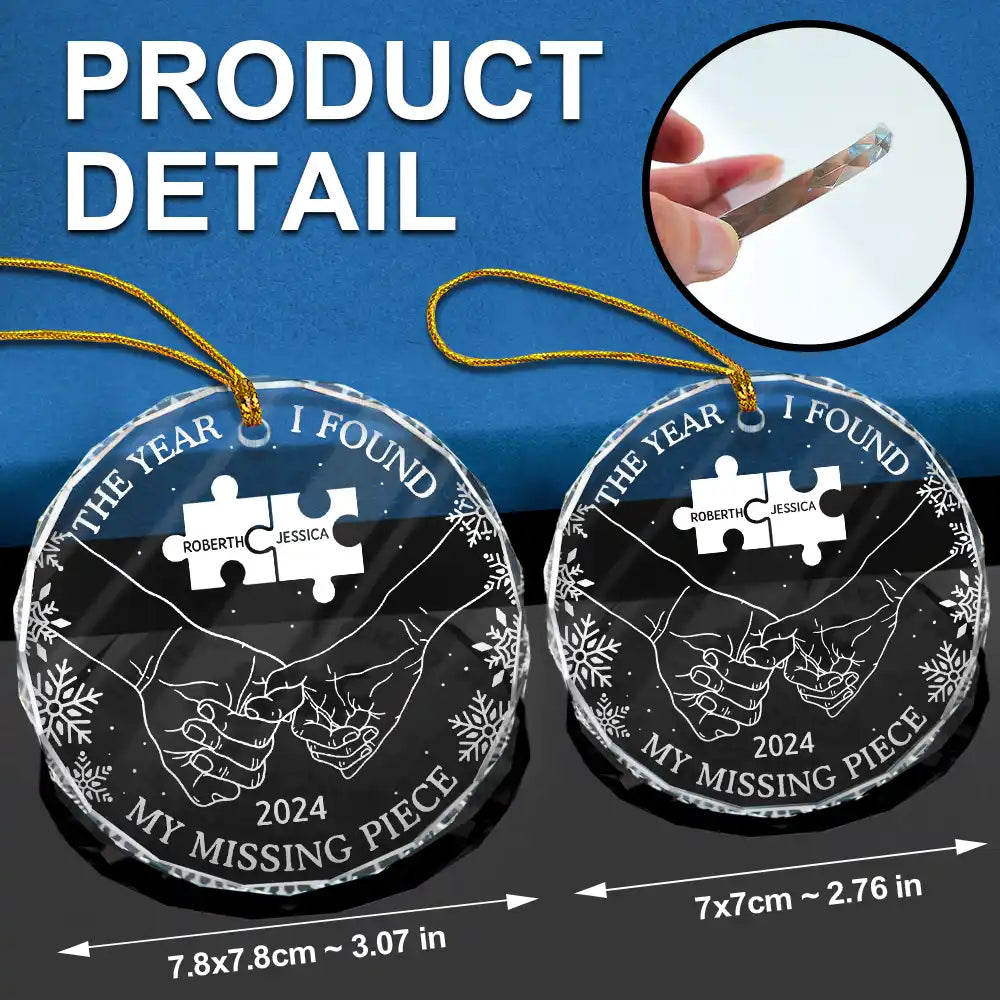 The Year I Found My Missing Piece Couples - Personalized Circle Glass Ornament