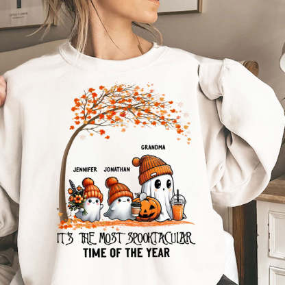 It's The Most Spooktacular Time Of The Year Grandma Spooky Ghost Personalized Shirt, Fall Halloween Sweater