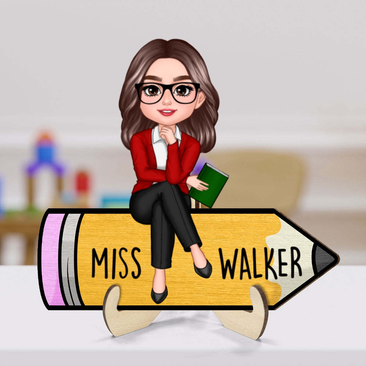 Personalized 2-Layer Wooden Plaque Office Decor for Teacher