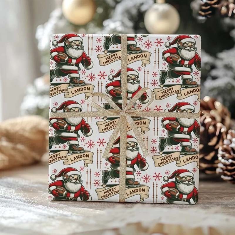 Personalized Football Fan Christmas Wrapping Paper For Football Lover